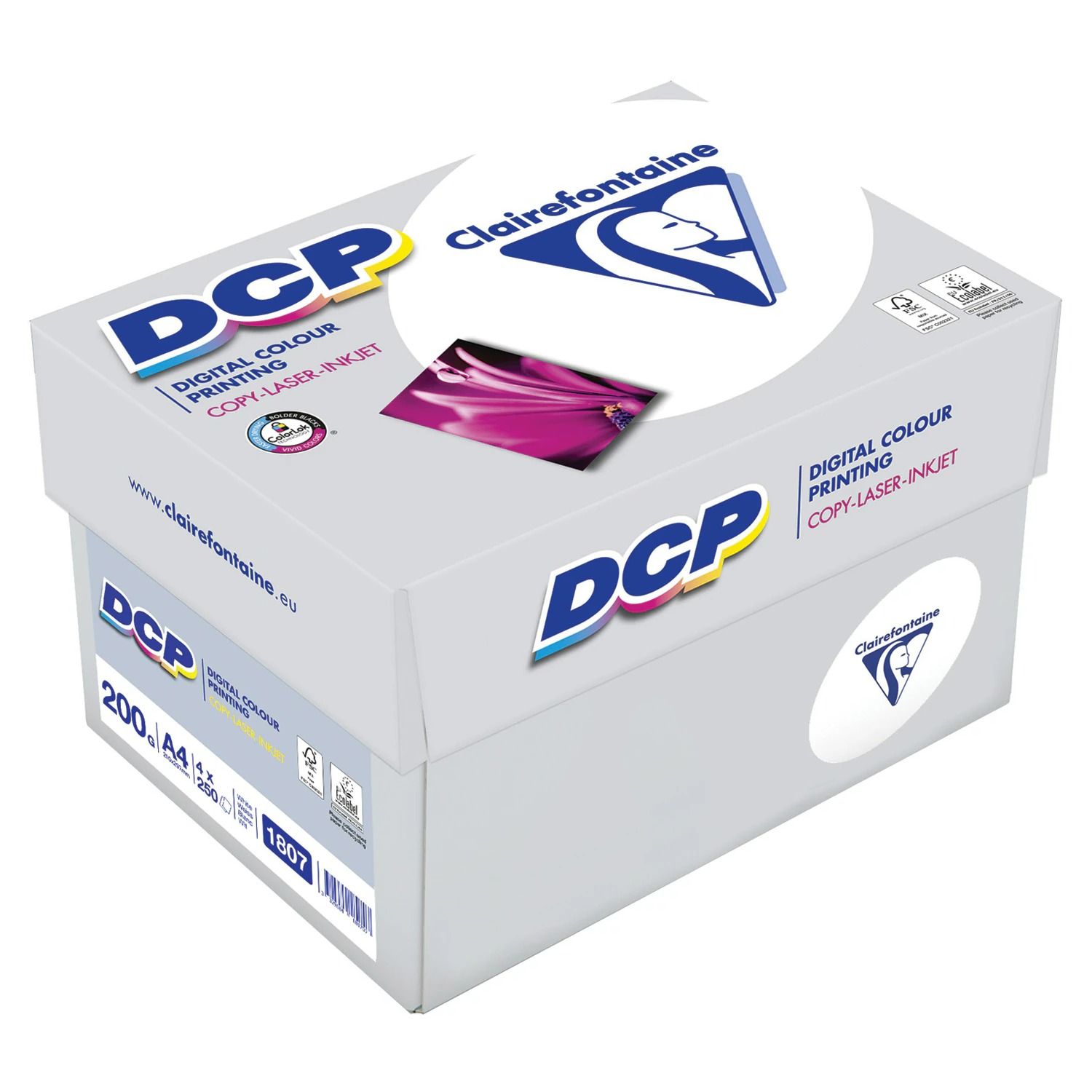 Бумага для лазерной и струйной печати А4, 200 г/м2, 250 л., марка А++, DCP CLAIREFONTAINE, 170% CIE, 1807C