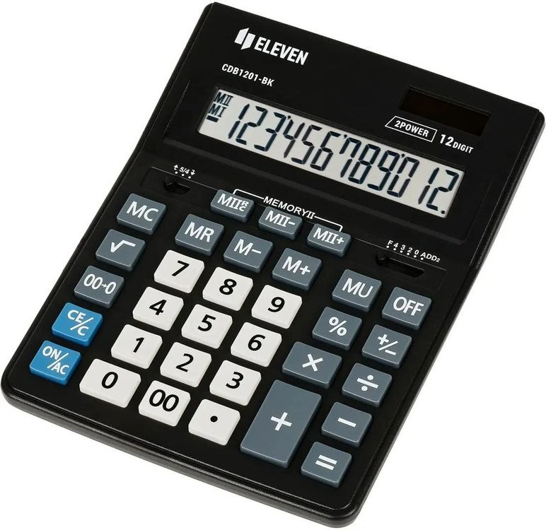 Калькулятор настольный Eleven Business Line CDB1201-BK, 12 разрядов, двойное питание, 155*205*35мм, черный