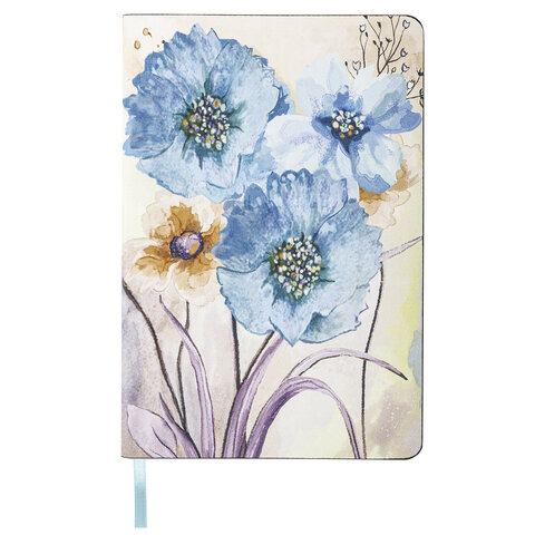Блокнот А5 (143x210 мм), BRAUBERG VISTA Delicate flowers, под кожу, гибкий, 80 л., 112077