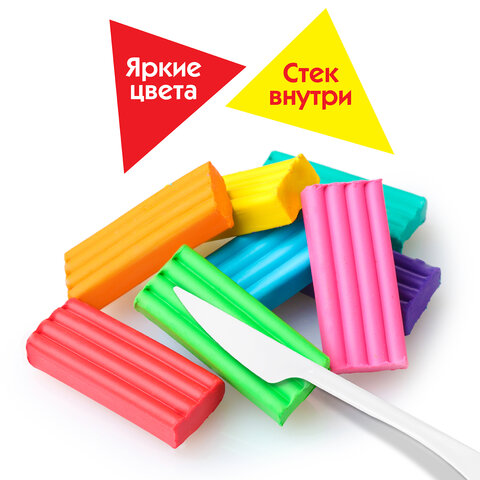 Пластилин классический ПИФАГОР Веселая такса, 12 цветов, 180 г., СО СТЕКОМ, 106675
