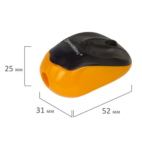 Точилка BRAUBERG Click, с контейнером, пластиковая, корпус ассорти, 228445