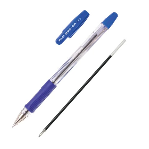 Ручка шариковая масляная с грипом PILOT BPS-GP, СИНЯЯ, корпус прозрачный, узел 0,7 мм, линия письма 0,22 мм., 140202