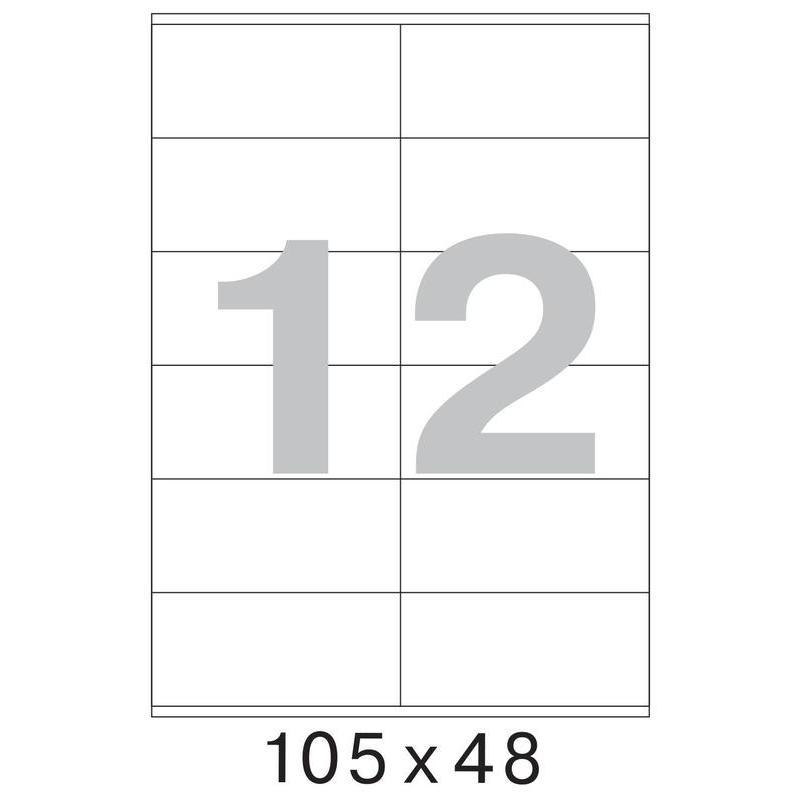 Этикетки самоклеящиеся в листах LabelMedia А4, 100л. белая, 12 делений, 105х48мм.