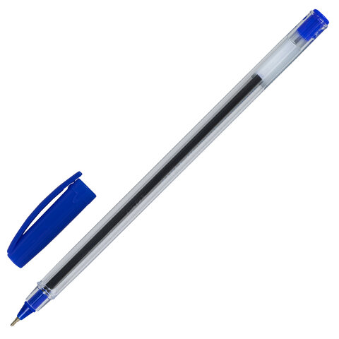 Ручка шариковая масляная STAFF Basic OBP-306, СИНЯЯ, игольчатый узел 0,7 мм, линия письма 0,35 мм, 143009