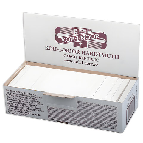 Мел белый KOH-I-NOOR, набор 100 шт., квадратный, 11150200000