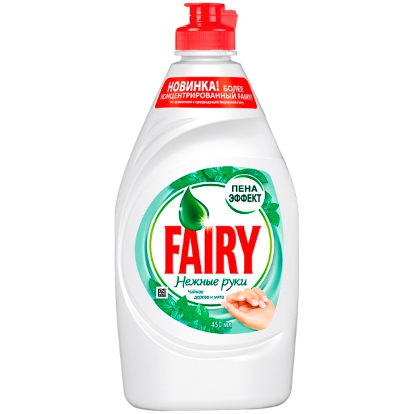 Средство для мытья посуды FAIRY, Нежные руки. Чайное дерево и мята, 450мл.