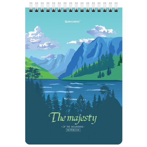 Блокнот А5 (146х206 мм), 80 л., гребень, картон, жесткая подложка, клетка, BRAUBERG Majesty, 114373
