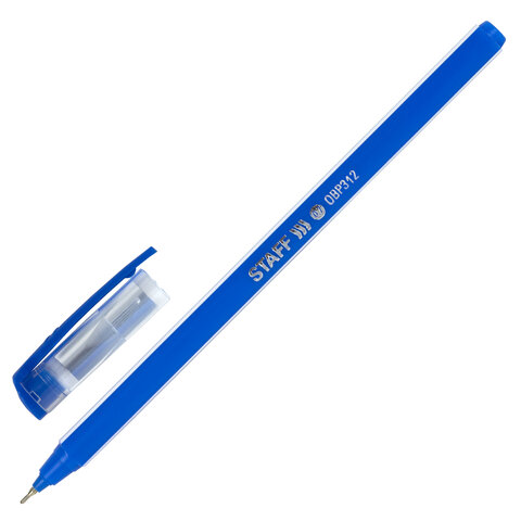 Ручка шариковая масляная STAFF Basic OBP-312, СИНЯЯ, корпус ассорти, узел 0,7мм. линия письма 0,35мм. 143012