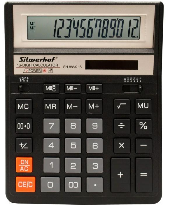 Калькулятор настольный Silwerhof SH-888X-16, черный, 16 разрядов, арт. 1986245