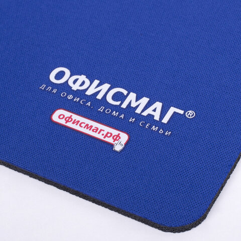 Коврик для мыши ОФИСМАГ, резина + ткань, 220х180х3мм., синий 512812