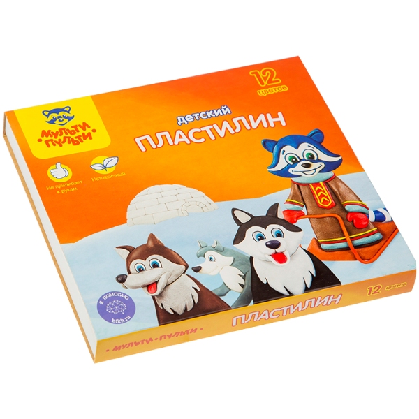 Пластилин "Енот на Аляске", со стеком, 180 грамм, 12 цветов ДП_10235