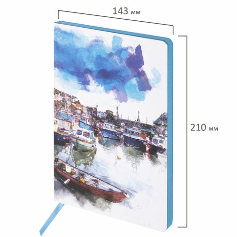Блокнот А5 (143x210 мм), BRAUBERG VISTA Bay of joy, под кожу, гибкий, 80 л., 112086