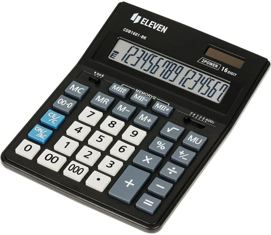 Калькулятор настольный Eleven Business Line CDB1601-BK, 16 разрядов, двойное питание, 155*205*35мм, черный