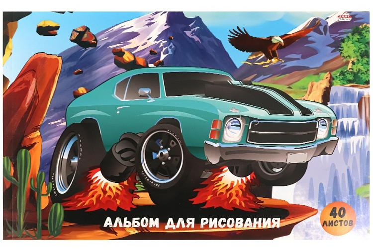 Блок для рисования и черчения 40л. А4, проклеенный, БЕЗУДЕРЖНАЯ МАШИНА, жесткая подложка, офсет 160гр. арт.40-8776, Россия	