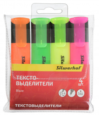 Набор маркеров текстовых SILWERHOF Blaze 4цв., 1-5мм. 108036-00