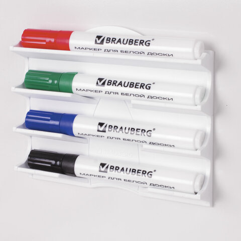 Держатель магнитный для доски BRAUBERG для 4 маркеров, 130х152мм. 237092
