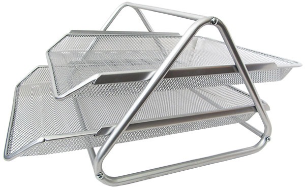 Лоток горизонтальный 2 отделения металлический HORER,серебро, W2002