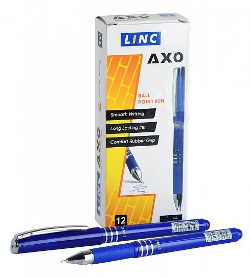 Ручка шариковая LINC AXO 0,7 мм. синяя резиновый грип ассорти