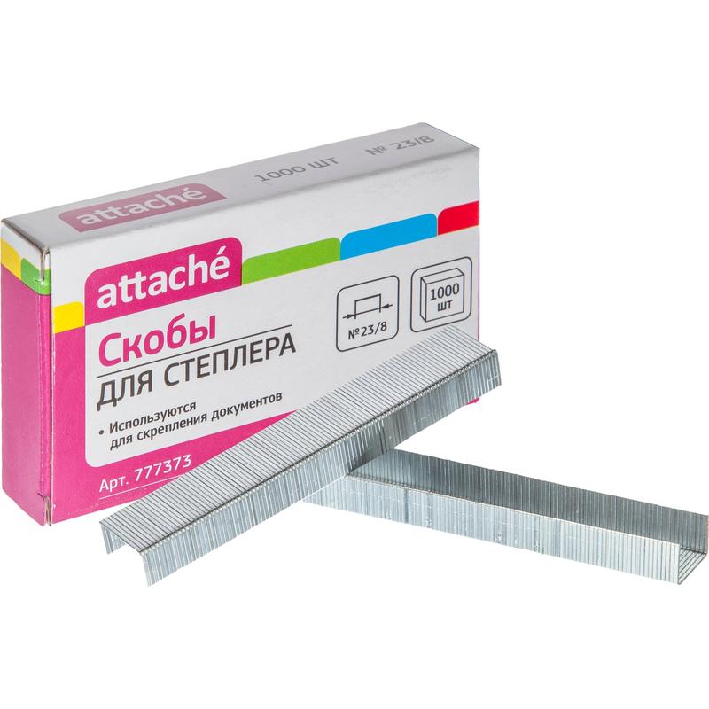 Скобы для степлера 23/8, ATTACHE 1000шт. оцинкованные, арт.777373