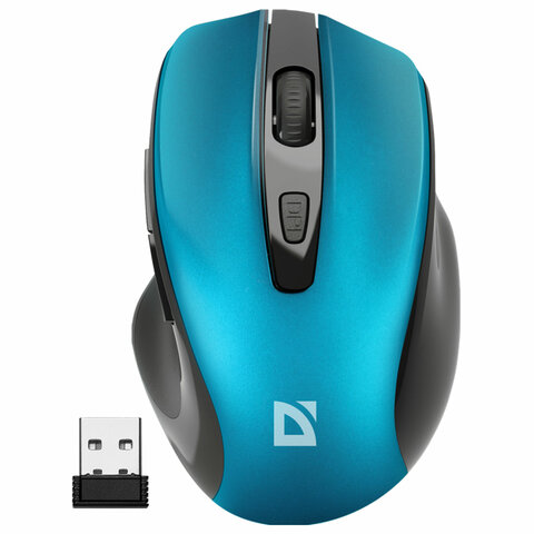 Мышь беспроводная DEFENDER Prime MB-053, USB, 5 кнопок + 1 колесо-кнопка, оптическая, бирюзовая, 52054/513820