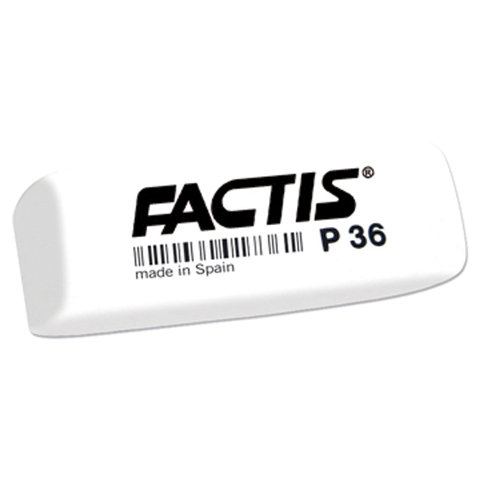 Ластик FACTIS P 36 (Испания), 56х20х9 мм, белый, прямоугольный, скошенные края, CPFP36B/220858