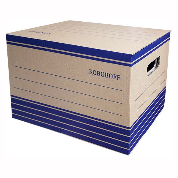 Архивный бокс (324х245х235) из трёхслойного БУРОГО гофрокартона KOROBOFF
