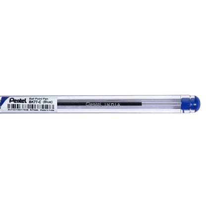 Ручка шариковая Pentel ВК 77, узел 0.7 мм, прозрачный корпус, стержень СИНИЙ арт.BK77-C