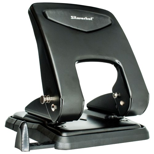 Дырокол Silwerhof Vis до 55 листов, металлический, черный, 2 отверстия, с линейкой, арт.1581880