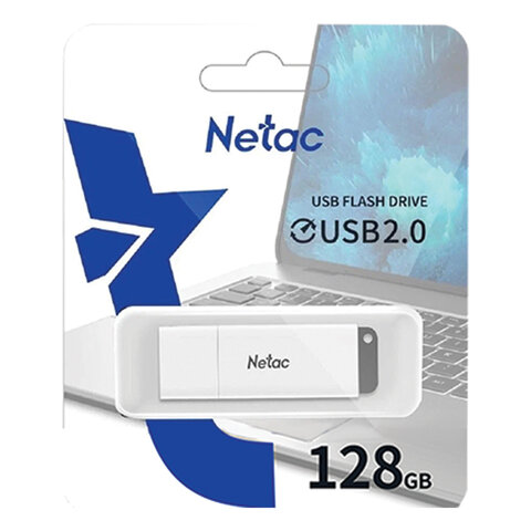 Флеш-диск 128GB NETAC U185, USB 2.0, белый, NT03U185N-128G-20WH/513705