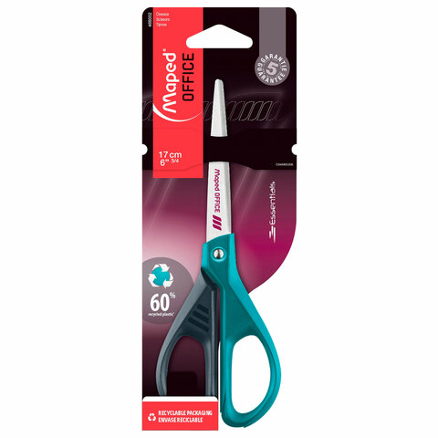 Ножницы 17 см. Essentials Green, Maped, ассорти 
