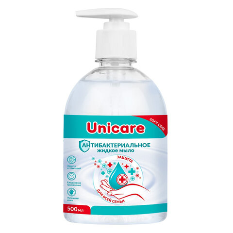 Мыло жидкое антибактериальное 500мл. UNICARE, дозатор, UC501005 