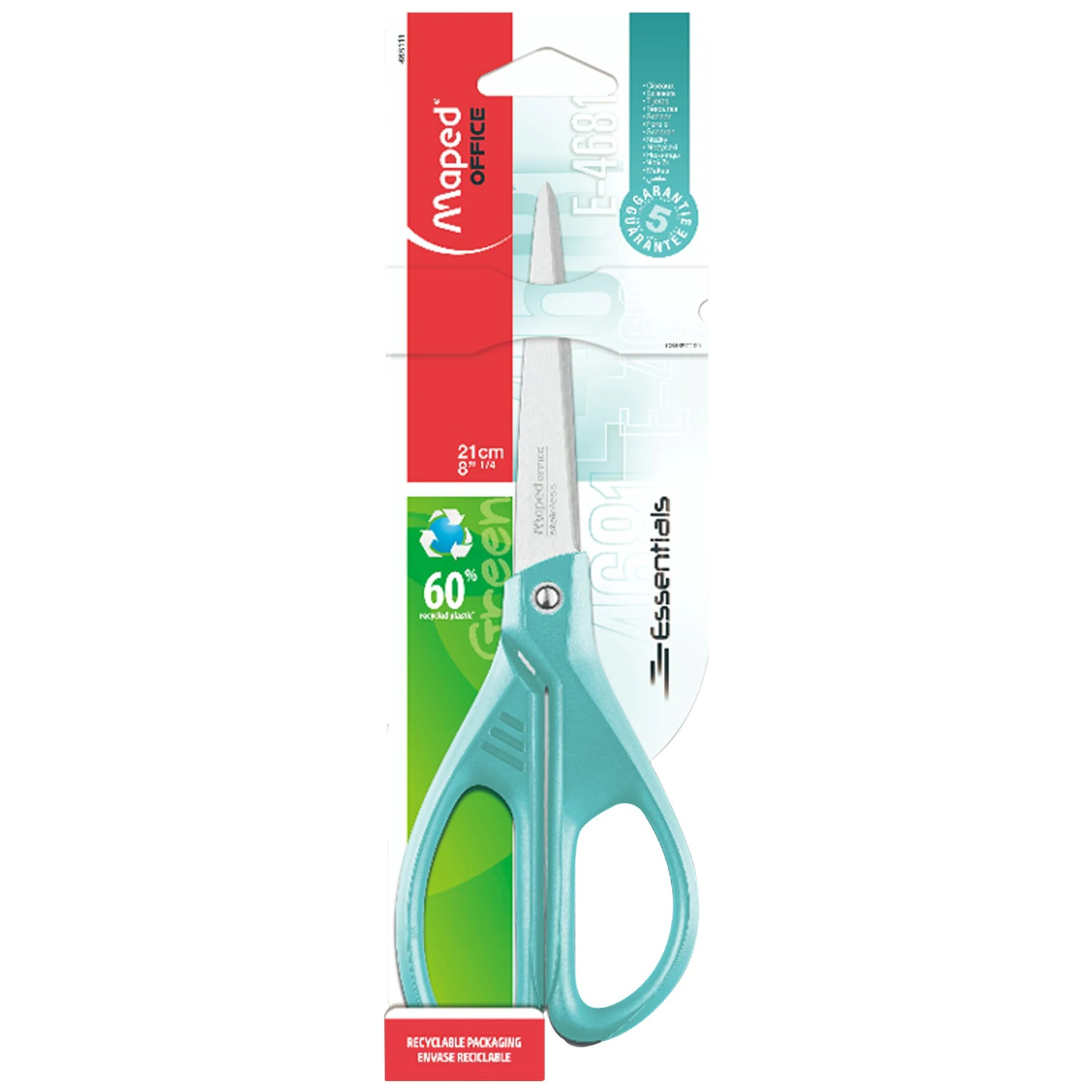 Ножницы 21см. Essentials Green, Maped арт.468110/468111