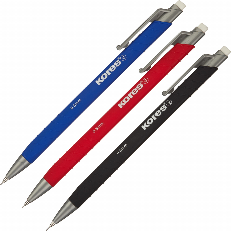 Карандаш механический 0,5мм. KORES Soft Touch, ассорти, ластик арт.514071