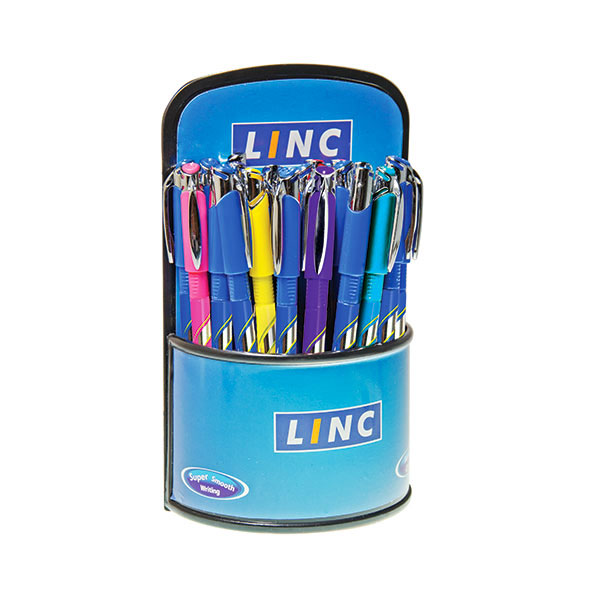 Ручка шариковая LINC GLISS 0,7 мм. в дисплее синяя ассорти