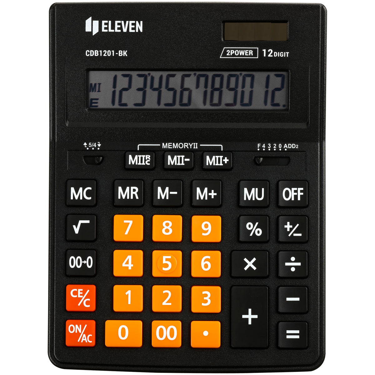 Калькулятор настольный Eleven Business Line CDB1201-BK/OR, 12 разрядов, двойное питание, 155*205*35мм, черный/оранжевый арт.CDB1201-BK/OR