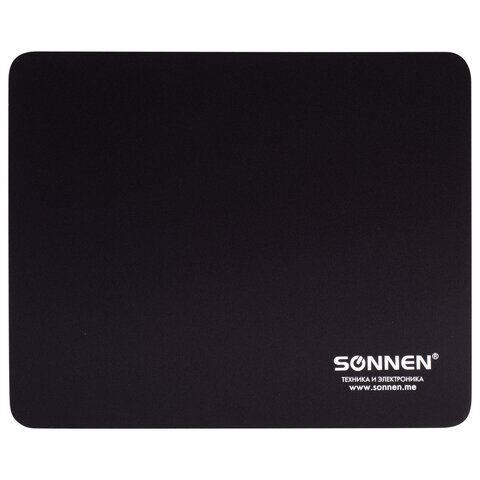 Коврик для мыши SONNEN BLACK, резина + ткань, 220х180х3мм., черный 513309