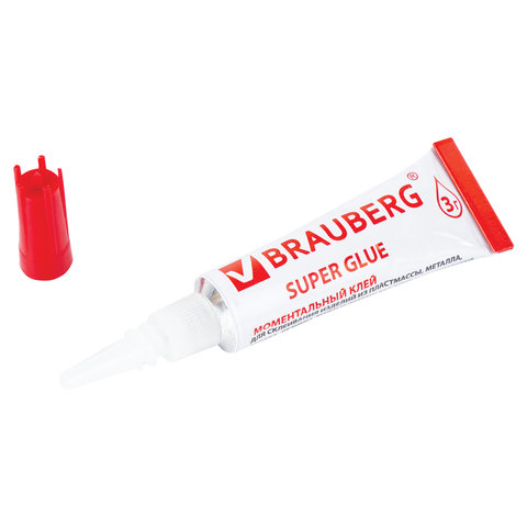 Клей моментальный (суперклей) BRAUBERG, 3 г, ПРОЧНЫЙ, 605566