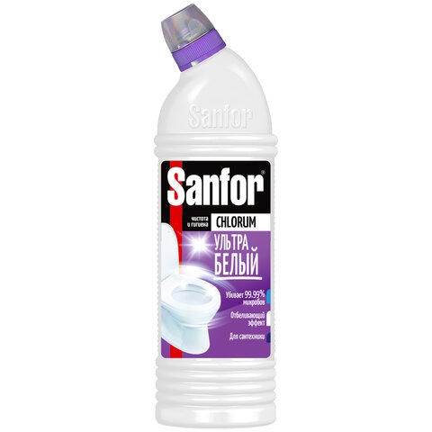 Чистящее средство 750 г, SANFOR Chlorum (Санфор Хлорный), мгновенное отбеливание, гель, 1880/601970