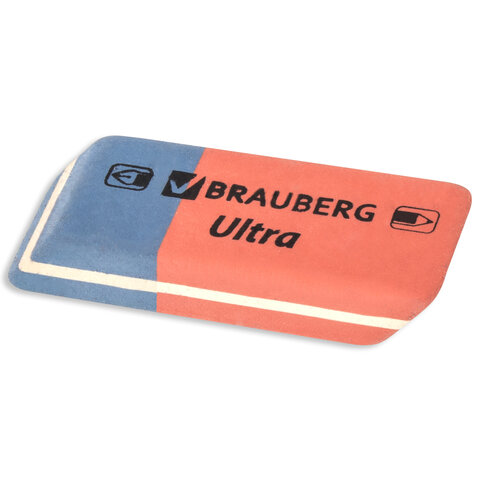 Ластик BRAUBERG Ultra, 41х14х8мм. красно-синий, натуральный каучук, 228708