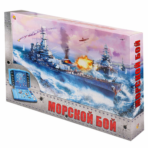 Игра настольная МОРСКОЙ БОЙ, игровое поле 2 шт., фишки, фигурки кораблей, ИН-1760/665008