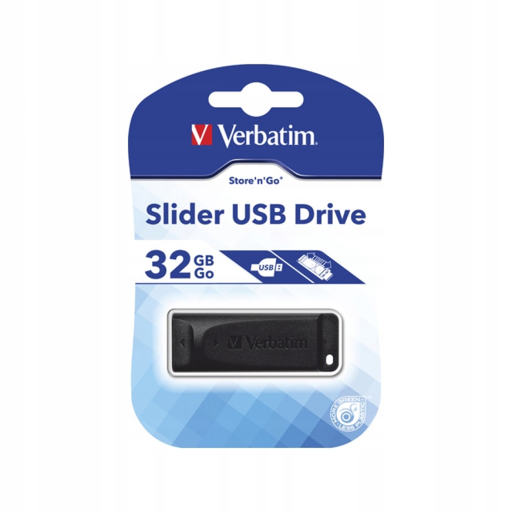 Флэш-накопитель USB 2.0 Flash Drive Verbatim Slider 32GB, черный 98697