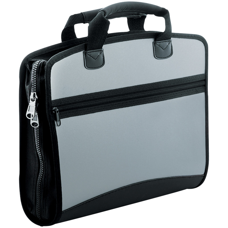 Папка-портфель 4 отд. Berlingo Silver, A4, 380*280*50мм. 700мкм. серый металлик