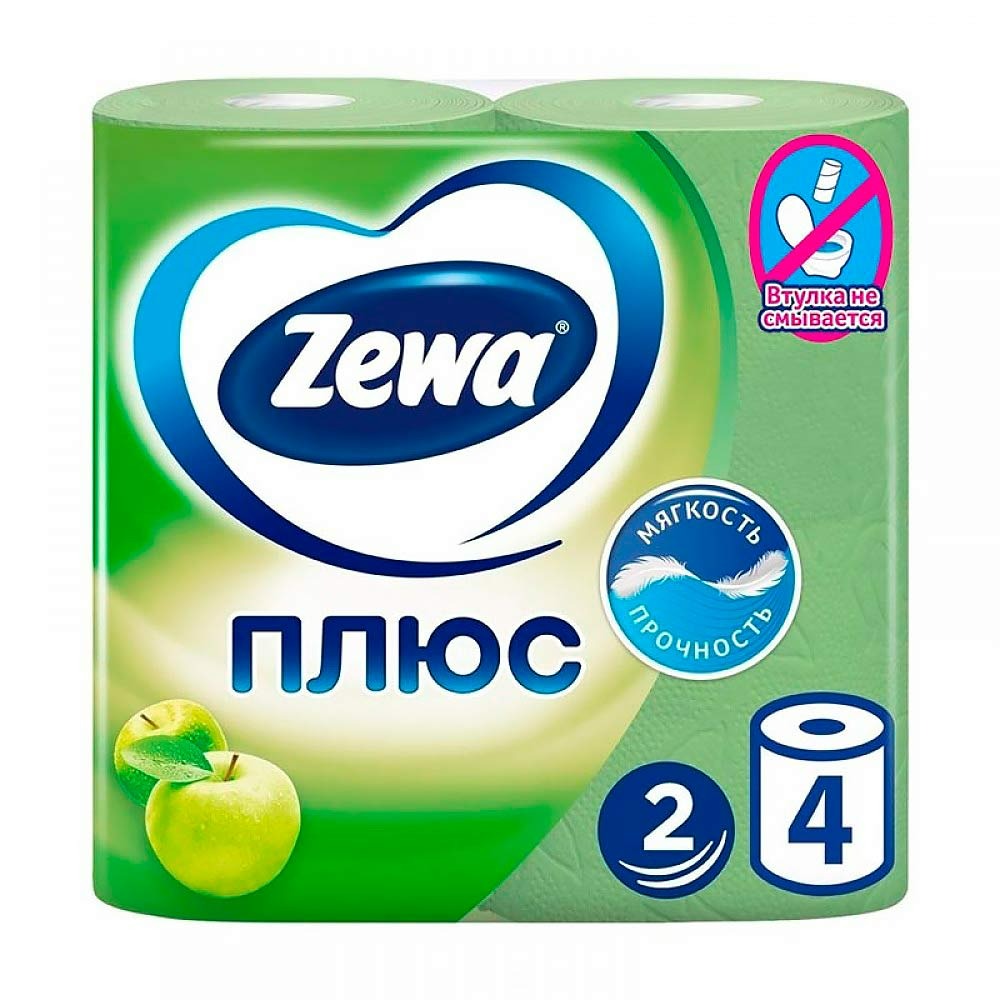 Туалетная бумага ZEWA ПЛЮС аромат Яблока, 2-х слойная, 1*4рул.