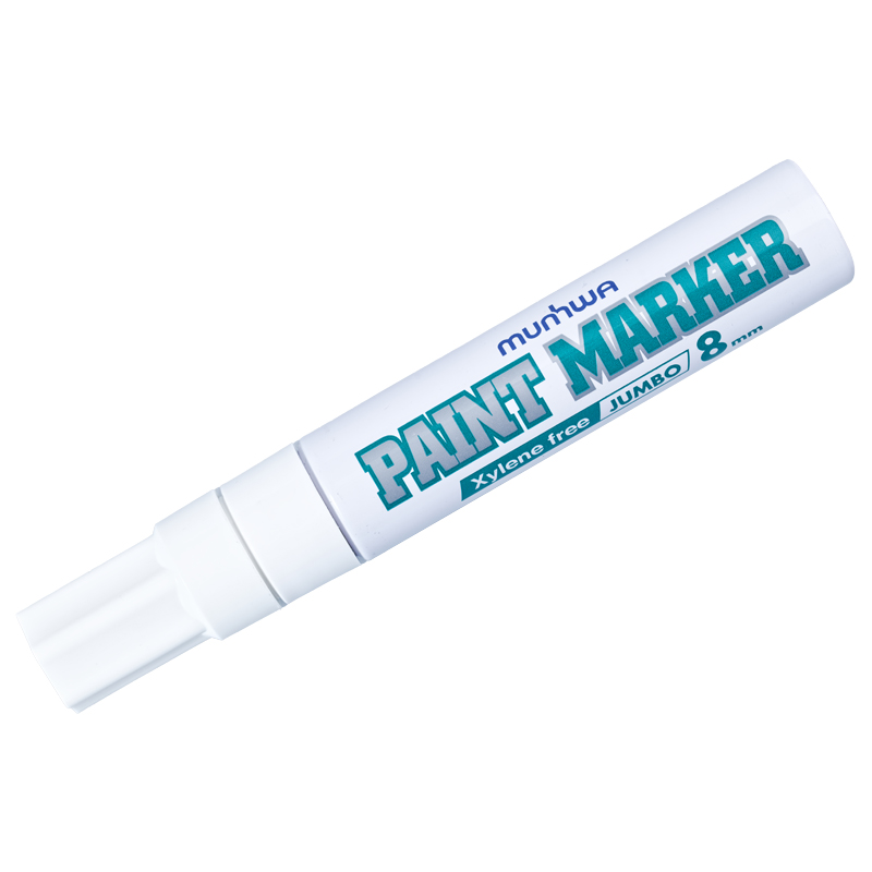 Маркер-краска MunHwa Jumbo Chisel 8мм. белый, скошенный наконечник, нитро-основа JРМ-05