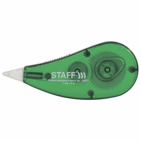 Корректирующая лента STAFF EVERYDAY, 5мм. корпус зеленый, с подкручиванием, блистер,