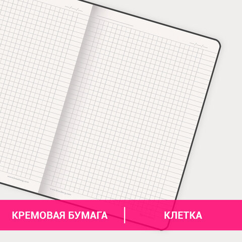 Блокнот А5 (162х218 мм), BRAUBERG "NOTE", под кожу софт-тач, с резинкой, 80 л., клетка, синий, 113438