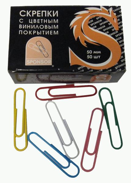 Скрепки цветные  SPONSOR 50мм. 50шт. арт.SPC50C