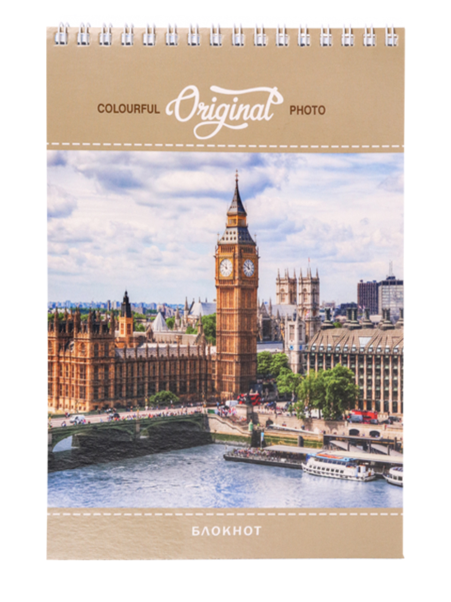 Блокнот А5, 80л., ЗНАМЕНИТАЯ АРХИТЕКТУРА, гребень, картон, жесткая подложка, клетка, арт.Б80-0639