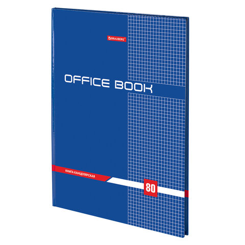 Книга канцелярская А4, 80 л., клетка, BRAUBERG твердая глянцевая обложка, блок офсет, 130065