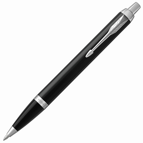 Ручка шариковая PARKER IM Core Black Lacquer CT, корпус черный глянцевый лак, хромированные детали, синяя, 1931665